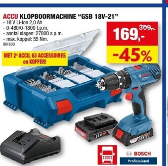 Hubo Accu klopboormachine “gsb 18v-21” aanbieding