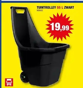 Hubo Tuintrolley 55 l zwart 993632 aanbieding