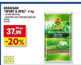 Hubo Graszaad “sport & spel” 4 kg aanbieding