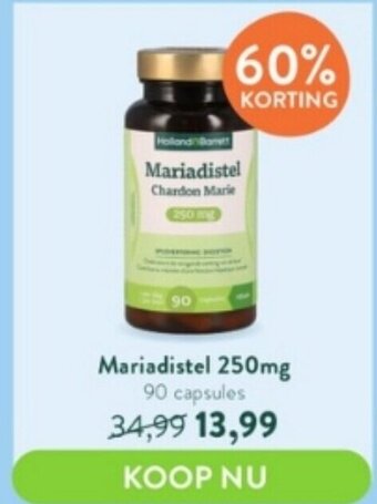 Holland & Barrett Mariadistel 250mg 90 capsules aanbieding