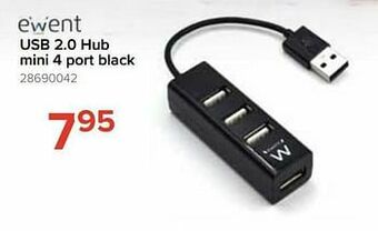 Euroshop Ewent usb 2.0 hub mini 4 port black aanbieding
