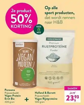 Purasana vegan protein erwt bio + holland + barrett vegan rijstproteine