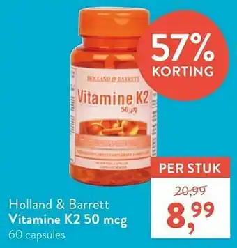 Holland & Barrett Holland + barrett vitamine k2 50 mcg aanbieding