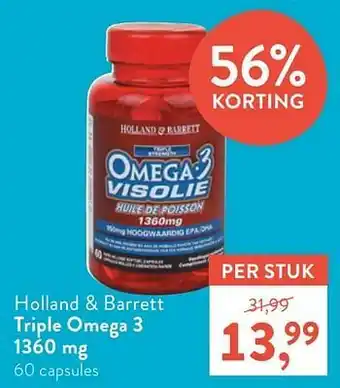 Holland & Barrett Holland + barrett triple omega 3 1360 mg aanbieding