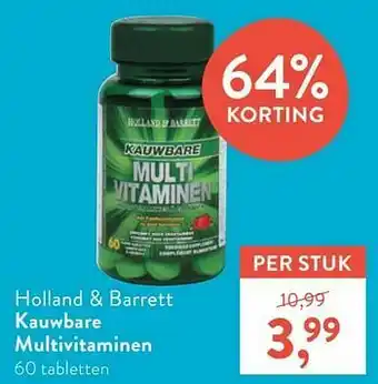 Holland & Barrett Holland + barrett kauwbare multivitaminen aanbieding