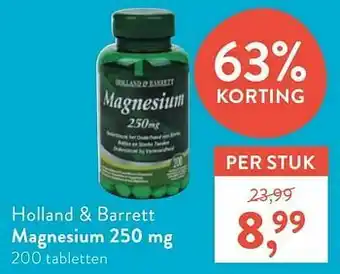 Holland & Barrett Holland + barrett magnesium 250 mg aanbieding