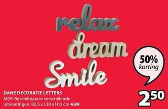 Jysk Dane decoratie letters aanbieding