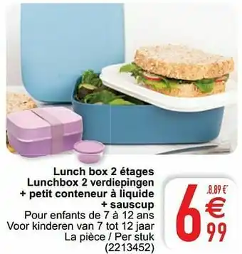 Cora Lunch box 2 étages lunchbox 2 verdiepingen + petit conteneur à liquide + sauscup aanbieding