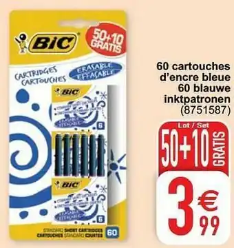 Cora 60 cartouches d’encre bleue 60 blauwe inktpatronen aanbieding
