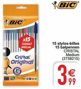 Cora 15 stylos-billes 15 balpennen cristal aanbieding