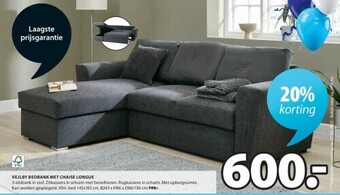 Jysk Vejlby bedbank met chaise longue aanbieding