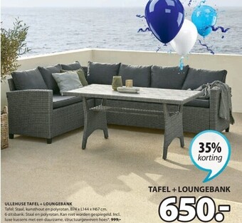 Jysk Ullehuse tafel + loungebank aanbieding