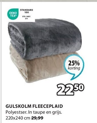 Jysk Gulskolm fleeceplaid aanbieding