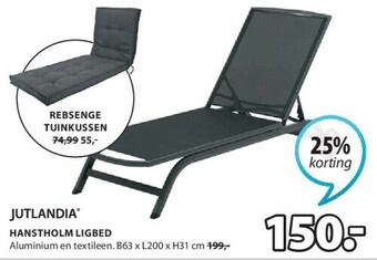 Jysk Hanstholm ligbed aluminium en textileen. b63 x l200 x h31 cm aanbieding