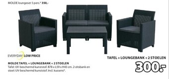 Jysk Molde tafel + loungebank + 2 stoelen aanbieding