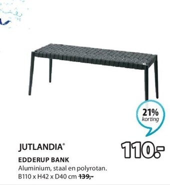 Jysk Edderup bank aluminium, staal en polyrotan. b110 x h42 x d40 cm aanbieding