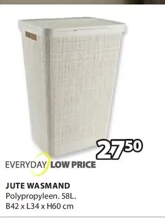 Jysk Jute wasmand polypropyleen. 58l. b42 x l34 x h60 cm aanbieding