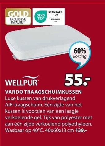 Jysk Vardo traagschuimkussen aanbieding