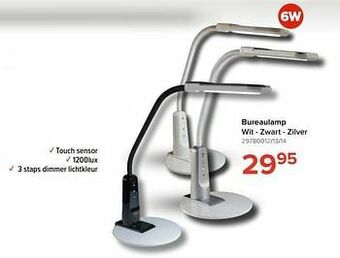 Euroshop Bureaulamp wit - zwart - zilver aanbieding