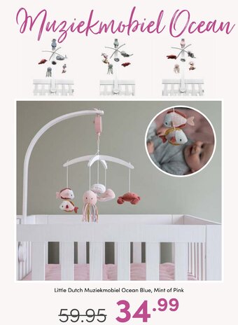 Baby & Tiener Little Dutch Muziekmobiel Ocean Blue, Mint of Pink aanbieding