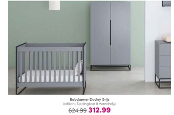 Baby & Tiener Babykamer Dayley Grijs ledikant, kledingkast & wandrekje aanbieding
