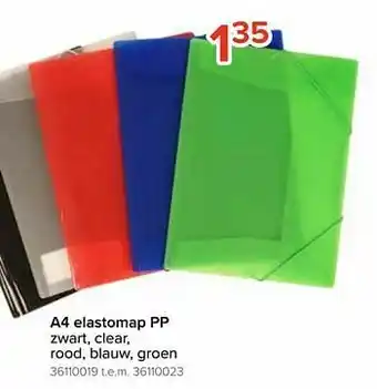 Euroshop A4 elastomap pp zwart, clear, rood, blauw, groen aanbieding