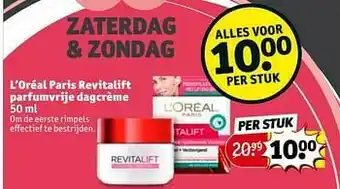 Kruidvat L’oréal paris revitalift parfumvrije dagcrème aanbieding