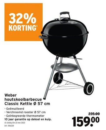 GAMMA Weber houtskoolbarbecue Classic Kettle Ø 57 cm aanbieding