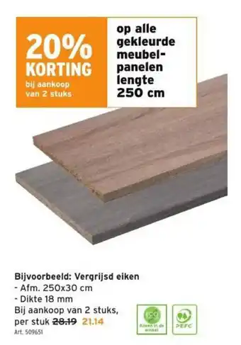 GAMMA Vergrijsd eiken 250x30 cm - Dikte 18 mm aanbieding