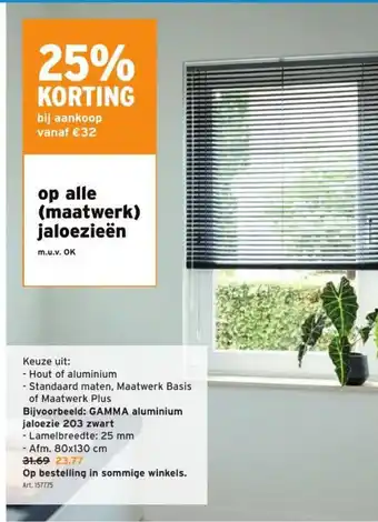 GAMMA Aluminium jaloezie 203 zwart 80x130CM aanbieding