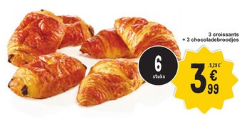 Cora 3 croissants + 3 chocoladebroodjes aanbieding