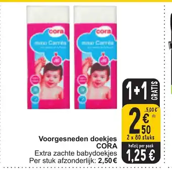 Cora Voorgesneden doekjes 2 x 80 stuks aanbieding