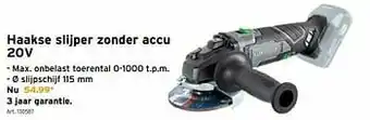 Lux tools haakse slijper zonder accu 20v