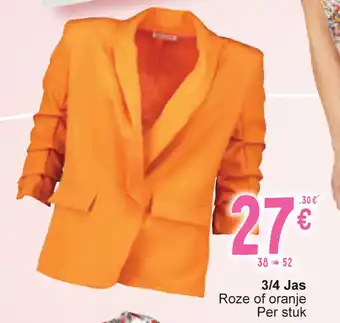 Cora 3/4 Jas Roze of oranje Per stuk 38-52 aanbieding