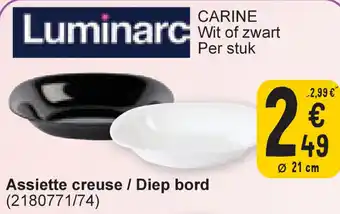 Cora Luminarc CARINE Wit of zwart Per stuk Assiette creuse / Diep bord (2180771/74) Ø 21 cm aanbieding