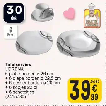 Tafelservies LORENA 6 platte borden Ø 26 cm 30 stuks