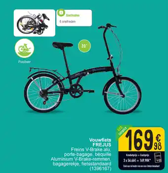 Cora Vouwfiets FREJUS Freins V-Brake alu, porte-bagage, béquille Aluminium V-Brake-remmen, bagagerekje, fietsstandaard (1396167) aanbieding
