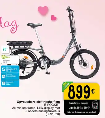 Cora Opvouwbare elektrische fiets E-POCKET Aluminium frame, LED-display met 5 ondersteuningsniveaus (3291320) aanbieding