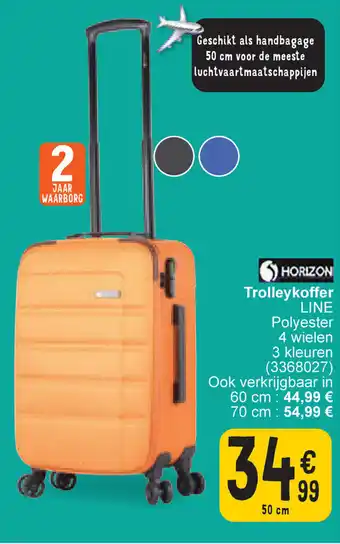 Cora HORIZON Trolleykoffer LINE Polyester 4 wielen 3 kleuren 50 cm (3368027) aanbieding