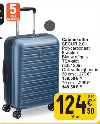 Delsey Cabinekoffer SEGUR 2.0 Polycarbonaat 8 wielen Blauw of grijs TSA-slot 50 cm (3351209)