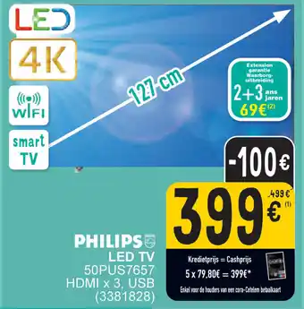 Cora PHILIPS LED TV 50PUS7657 HDMI x 3, USB (3381828) aanbieding
