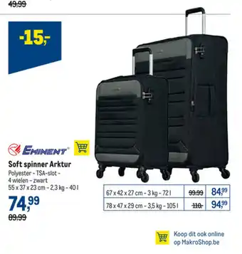 Makro Eminent Soft Spinner Arktur 55 x 37 x 23 cm- 2,3 kg- 40 l aanbieding