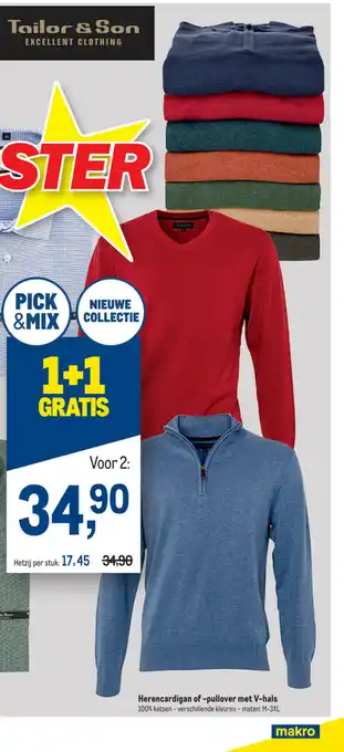 Makro Herencardigan of-Pullover Met V-Hals per stuk aanbieding