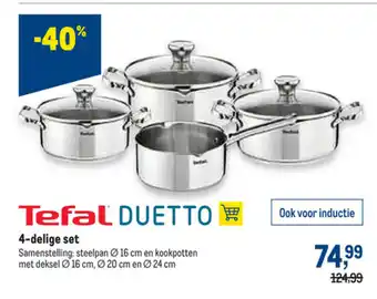 Makro Tefal Duetto 4-Delige Set aanbieding