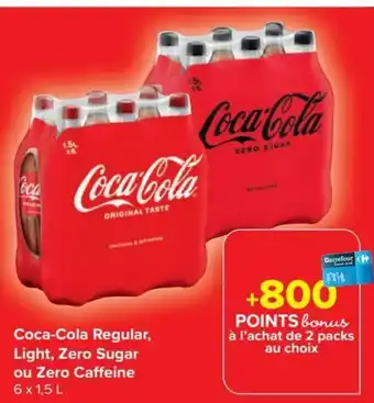 Carrefour Market Coca-Cola Regular, Light, Zero Sugar ou Zero Caffeine 6 x 1,5 L aanbieding