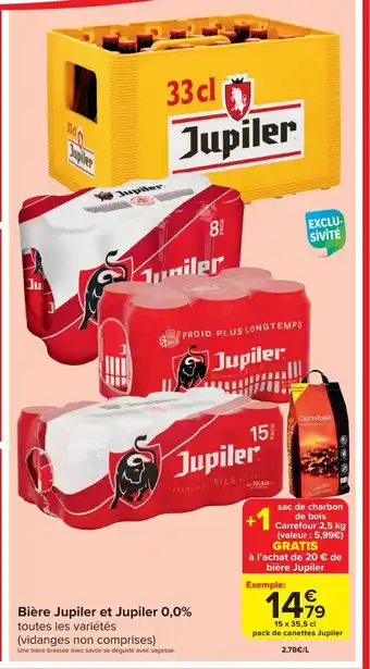 Carrefour Market Bière Jupiler et Jupiler 0,0%  15 x 35.5cl aanbieding