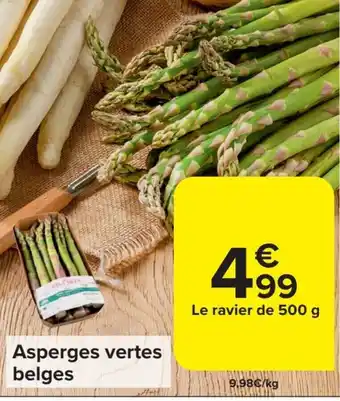 Carrefour Market Asperges vertes belges le Le ravier de 500 g aanbieding