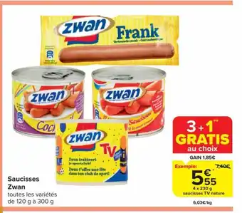 Carrefour Market Saucisses Zwan 4 x 230g aanbieding