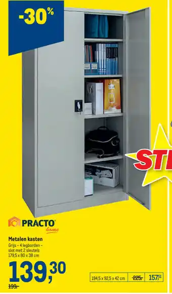 Practo Home Metalen Kasten 194,5 x 92,5 x 42 cm