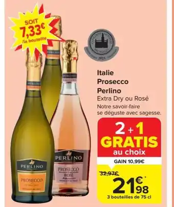 Carrefour Market Italie prosecco perlino 3 x 75cl aanbieding
